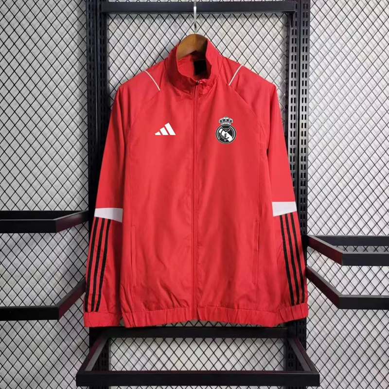 2022/23 Real Madrid Red Thailand Soccer Wind Coat Top With Hat-GDP